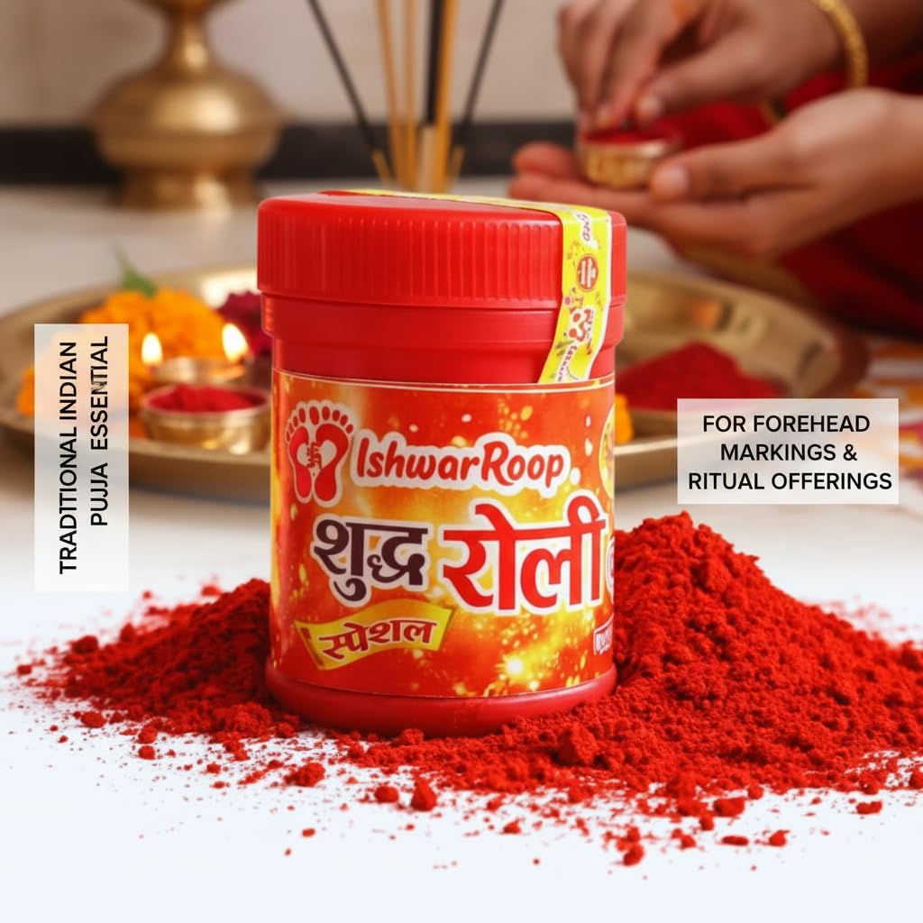 IshwarRoop Lal Roli Powder - Pure Kumkum for Pooja, Tilak & Auspicious Rituals - 30gm