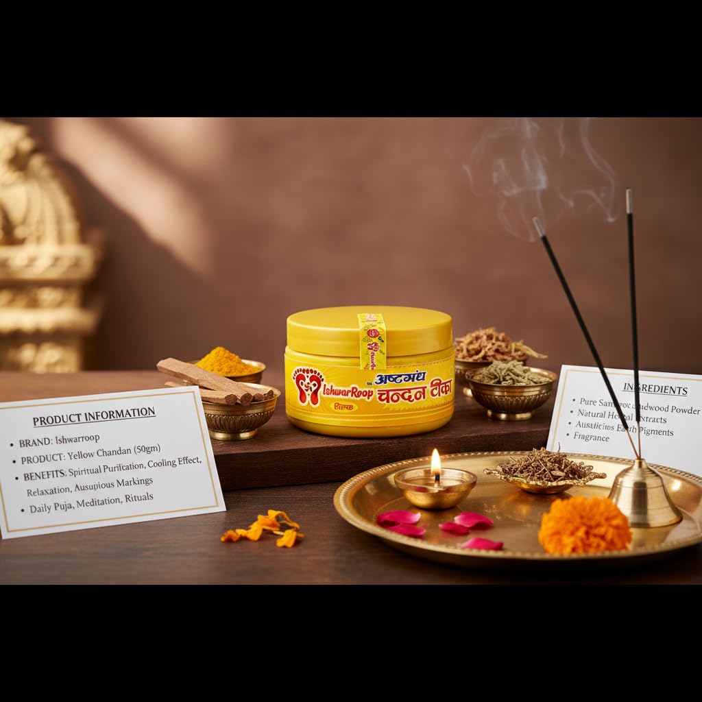 IshwarRoop Yellow Chandan Tilak 50gm - Pure Yellow Sandalwood Paste for Pooja