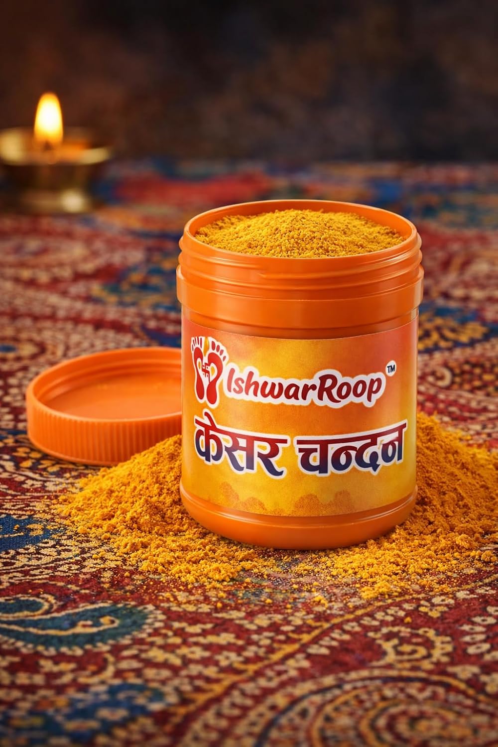 IshwarRoop Kesar Chandan Powder - Pure Saffron Sandalwood Powder for Pooja & Tilak -30gm