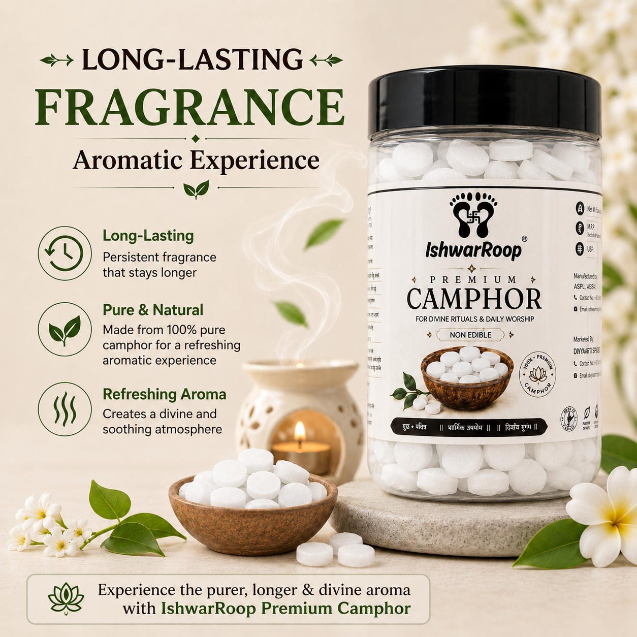 Pure & Natural Kapoor | Premium Camphor for Pooja -130gm