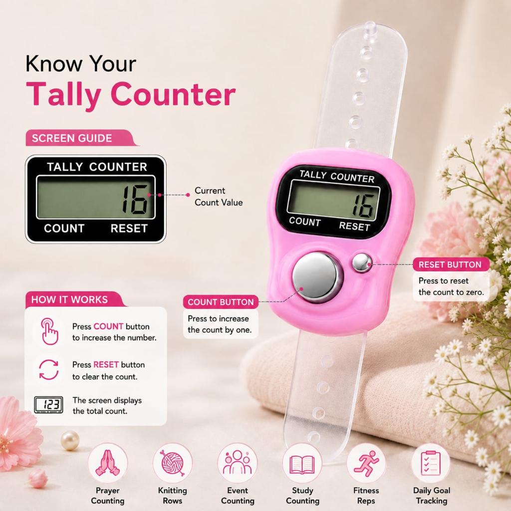 IshwarRoop Digital Tally Counter - Pack of 1 | Hand Held Counter for Meditation and Japa Counting