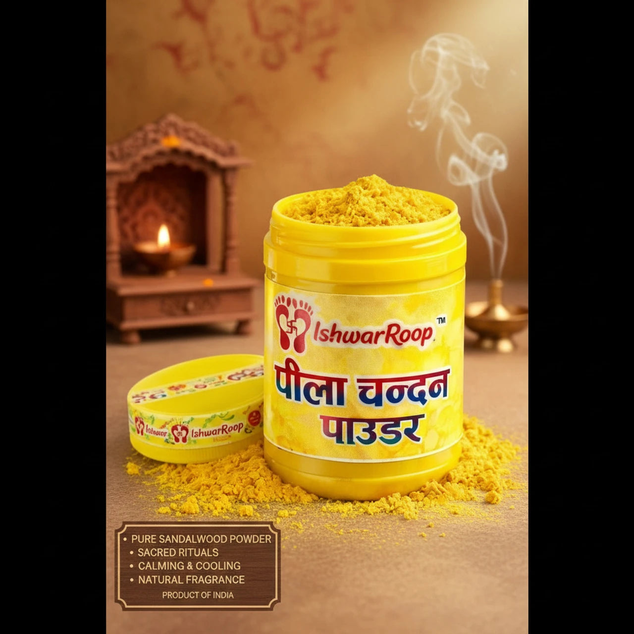 IshwarRoop Premium Chandan Pack Yellow Sandalwood Powder for Religious Use- 30gm